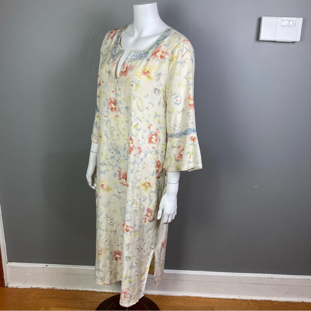 The Territory Ahead‎ Kaftan Dress M Shift Ruffle Sleeve Floral Cottagecore
